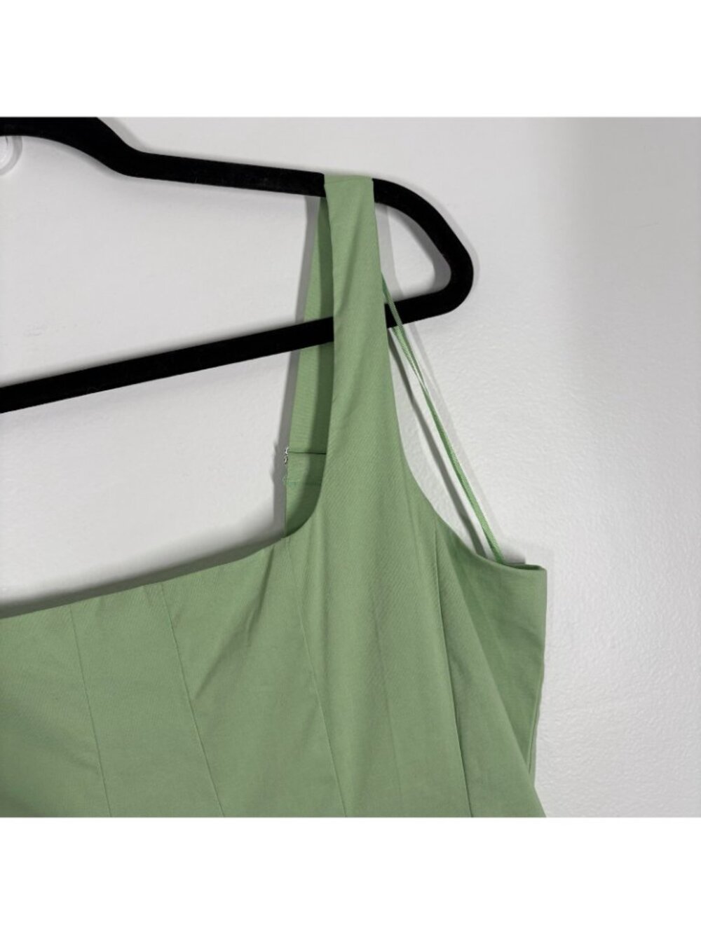 Express Sz XS Mint Square Neck Seamed Smocked Back Midi Dress With Pockets NWOT - Picture 7 of 13
